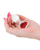 Crystal Desires Glass Heart Gem Butt Plug Small - Red