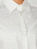 Elite Style Rhinestone Tie - Silver - One Size