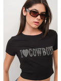 Cowboys Hotfix Baby Tee - Black -