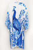 Fantasy Kimono - White Peacock Print -