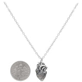 18" Anatomical Heart Necklace - Sterling Silver