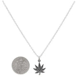 18" Pot Leaf Charm Necklace - Sterling Silver