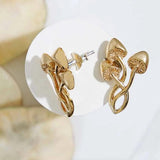 Three Mushroom Post Earrings 19x12mm - Bronze