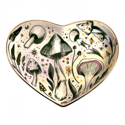 Ceramic Heart Dish - Starry Mushrooms