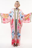 The Legend Of The Crane Maxi Kimono - Rose Crane - One Size