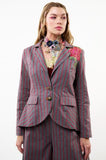 Statement Blazer - Gray/Red Stripes -