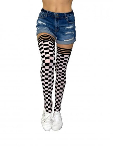 Game Day Thigh High - Black/White -