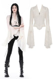 Steampunk Bell Sleeve Top - Beige -