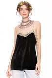 Velvet Dreams Cami with Beaded Trim - Black -