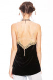 Velvet Dreams Cami with Beaded Trim - Black -