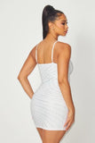 Nylon Knit Rhinestone Strapless Dress - Ivory -