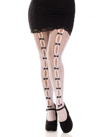 Sweetheart Striped Tights - White - One Size