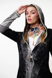 Forest Goddess French Terry Coat - Black Acid Wash -