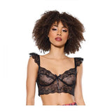 Scallop Stretch Lace Soft Cup Bralette - Black -