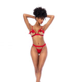 Two Piece Set with Bow Details - Red -