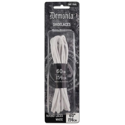 Demonia Waxed Polycotton Ankle Boot Shoe Laces - White