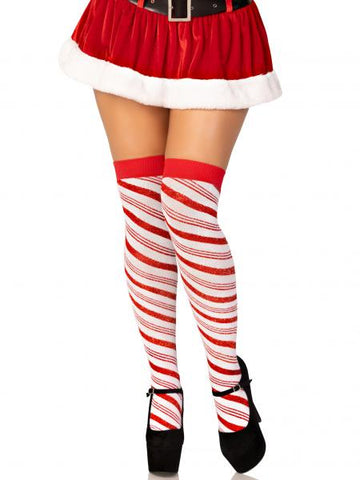 Peppermint Striped Socks - Red/White - One Size