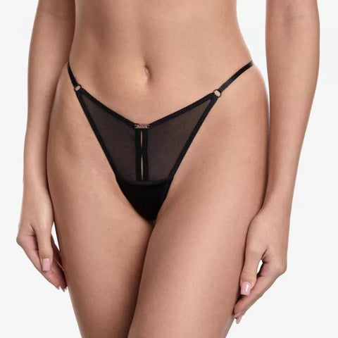 Carnaby Lace Adjustable G-String - Black -