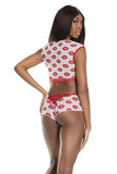 XOXO Crop and Panty Set - White/Red -