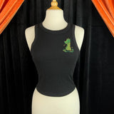 Embroidery Beware of the Lagoon Tank Rib Racer - Black -