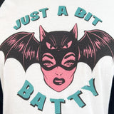 Just A Bit Batty Unisex Raglan Tee - White/Black -