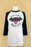 Just A Bit Batty Unisex Raglan Tee - White/Black -