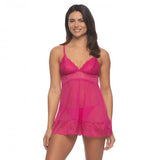 Sarah Lace & Mesh Babydoll with G-String - Very Berry -