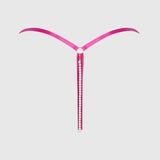 Nova Blacklight Lace Crotchless Pearl G-String - Pink Dragon -