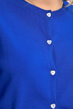 Knitted Cardigan with Heart Buttons - Blue -