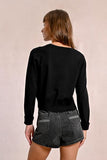 Knitted Cardigan with Heart Buttons - Black -