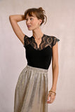 Transparent Knitted T-Shirt Top - Black -