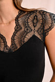 Transparent Knitted T-Shirt Top - Black -