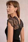 Transparent Knitted T-Shirt Top - Black -