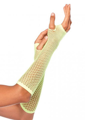 Net Fingerless Gloves - Neon Green - One Size