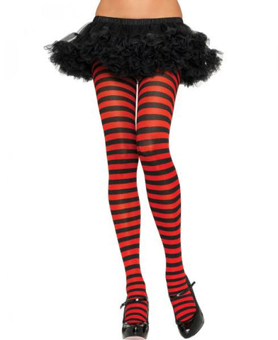 Stripe Tights - Black & Red - One Size