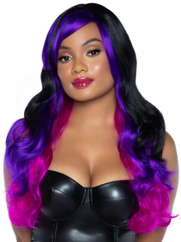 24" Allure Long Wavy Wig - Black/Purple