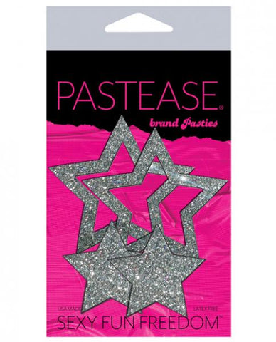 Pastease Glitter Peek a Boob Stars - Silver O/S