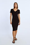 Knitted Fitted Dress with Open Heart at the Back - Black -