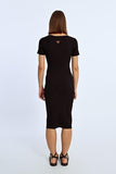 Knitted Fitted Dress with Open Heart at the Back - Black -