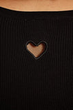 Knitted Fitted Dress with Open Heart at the Back - Black -