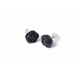 Rose Stud Earrings - Black