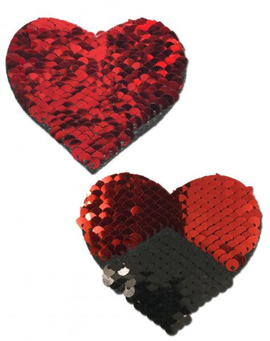 Pastease Color Changing Flip Sequins Hearts - Red/Black O/S