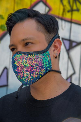 Sequin Tailored Face Mask - Water Opal - One Size