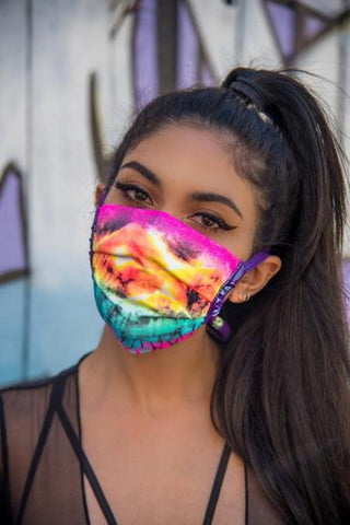 Heavy Brazilian Spandex Pleated Mask - Rainbow Ruin -