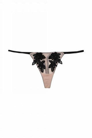 Brooke Applique Thong - Black/Nude -