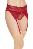 Lace Crotchless Garter Panty - Merlot - One Size