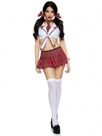 4 Piece Miss Prep School Costume - Red/White -