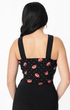 Vampire Kiss Print Porter Top - Black -