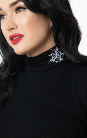 Embroidered Spiderweb Cherie Top - Black -