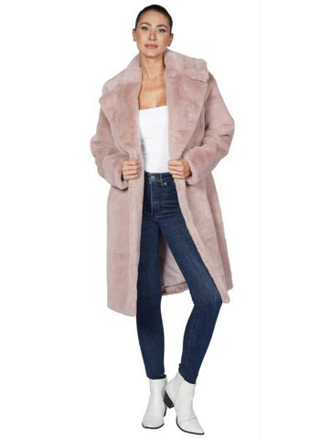 Palmer Long Faux Fur Coat - Pink -